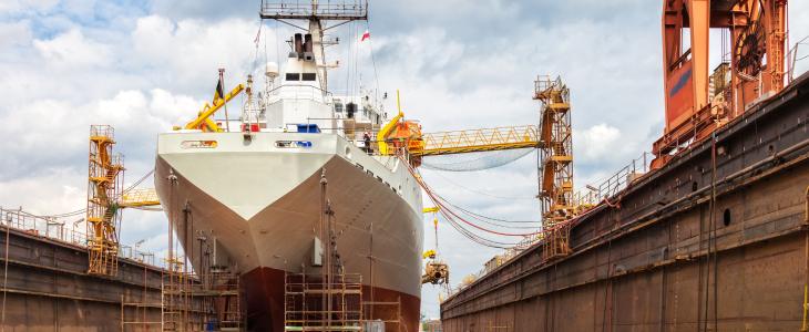 Big ship on a shipyard